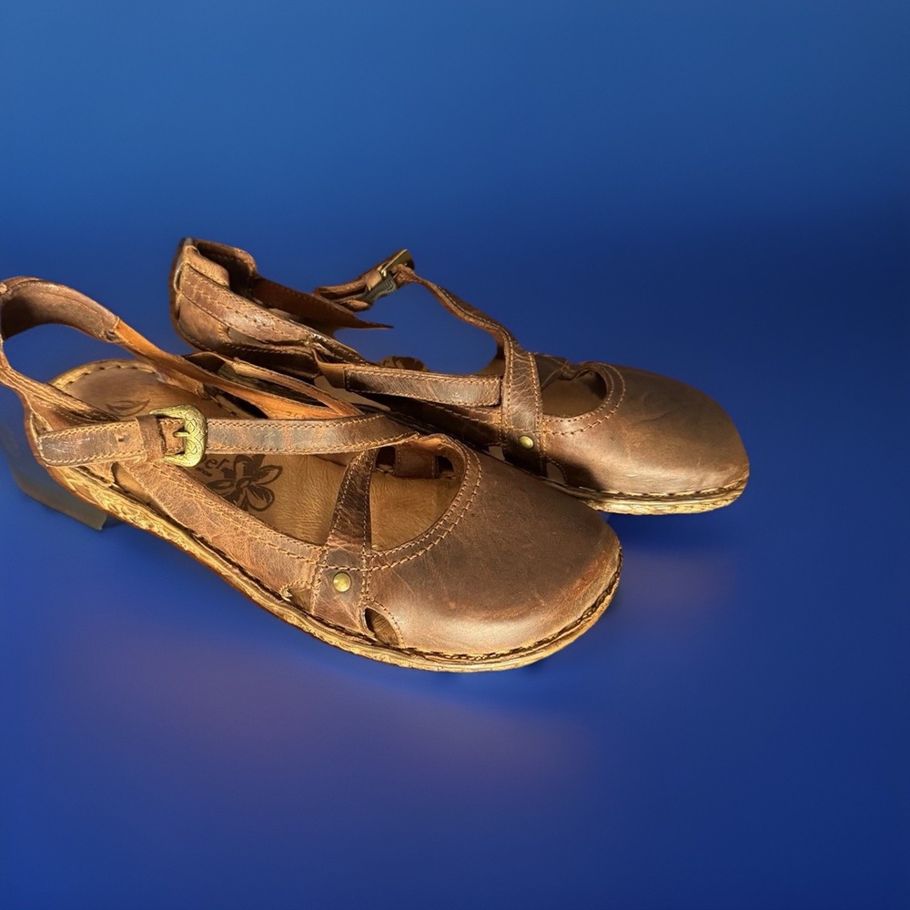 Josef Seibel Brown Leather Mary Jane Flats Comfort Shoes Women‎ Size 9